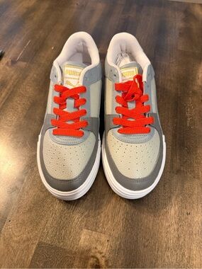 Puma Kids Gray and Red Low-Top Sneakers